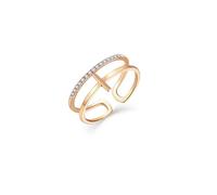 Rose Gold Rings Set for Women 18K, Rings for Women Marriage Open Hollow Design Cross with Round Diamond 0.09Ct Size U 1/2