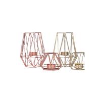 (Rose Gold, S) Nordic Light Candle Holder Golden Wrought Iron Candlestick Candle Cup Decoration