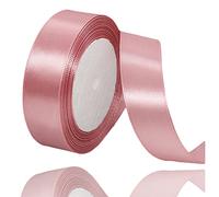Rose Gold Satin Ribbon 25mm for Crafting, 23 Metres Solid Color Gift Ribbon for Sewing, Bridal Bouquet, Florist, Gift Wrapping, Hair Bows Making, Wedding, Baby Shower, Balloon and Cake Decoration
