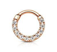 Rose Gold Septum Ring 14G Septum Rings for Women Clear CZ Paved Septum Nose Ring 10mm