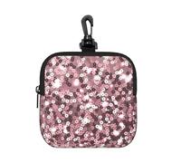 Rose Gold Sequins On Pink Abstract, Square Zipper Storage Bag, Neoprene Coin Purse, Small Wallets, Change Pouch, Change Purse