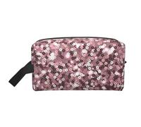 Rose Gold Sequins On Pink AbstractMakeup Trave Bag for Women,Cosmetic Large Capacity Organizer
