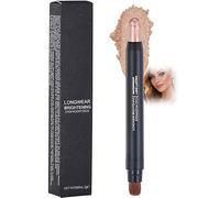 Rose Gold Shimmer Eyeshadow Stick with Blending Brush - Dual-Ended Waterproof Cream Eyeshadow Pencil, Long-Lasting Eye Shadow Stick for Smooth Application, Easy Blending and Radiant Eye Makeup