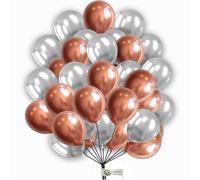 Rose-Gold & Silver Balloons Pack - 10 Inch Balloons, Pack of 30, Perfect for Birthday, Wedding & Party Decorations