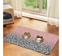 Rose Gold Silver Glitter Leopard Print,Waterproof Pet Feeding Mat,PU Leather Placemats for Cat Dog Water Bowl,Food Mats,30x45cm
