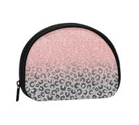 Rose Gold Silver Glitter Leopard Print, Women's Storage Bag Shell Makeup Bag Small Coin Purse Shell Change Pouch