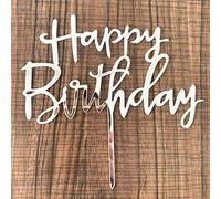 Rose Gold & Silver Glittery Happy Birthday Cake Topper for Party Decorations, Cake Decorations Supplies