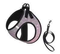 Rose Gold Sliver Ombre No Pull Dog Harness and Leash Set, Cute Reflective Adjustable Vest for Small Dogs,Breathable Mesh Puppy Harness for Walking Hiking,Medium