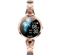 Rose Gold Smart Watch for Women，Ladies Smart Bracelet with Diamonds Stainless Steel Wristband, Elegant Fitness Tracker Pedometer Calorie Sleep Tracking Full Touchscreen for iOS Android Phones, Rose