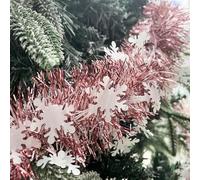 Rose Gold Snowflake Tinsel Garland, 10m / 32.8ft Metallic Shiny Thick Hanging Decorations for Christmas Party Home Decorations