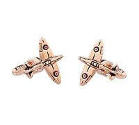 Rose Gold Spitfire Plane Shirt Cufflinks by Onyx Art London