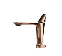 Rose Gold Square Brass Basin Faucet: Single Handle White Vanity Hot Cold Bathroom Sink Mixer(D)