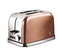 (Rose Gold ) Stainless Steel Berlinger Haus Wide Slots 2 Slice Bread Browning Defrost Toaster