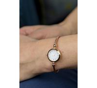 Rose Gold Stainless Steel Roman White Dial Bangle Adjustable Bracelet Watch The Colourful Aura Rose Gold One Size