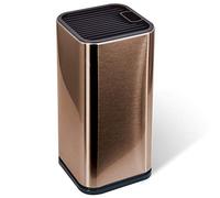 Rose Gold Stainless Steel Universal Knife Block Holder with Slots for Scissors or Sharpening Rod, Space Saver Knife Storage, Detachable for Easy Cleaning, Square Knife Holder For Safe