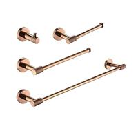 Rose Gold Stainless Steel WallMounted Coat Rack 4Piece Bathroom Accessory Set Toilet Paper Holder & Towel Rack Elegant Home Decor Modern Bathroom Essentials