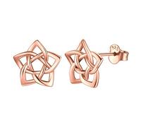 Rose Gold Star Celtic Knot Earrings Hypoallergenic Delicate Ear Studs for Women Irish Jewelry