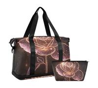 Rose Gold Starry Sky Luggage Travel Bag Overnight Carry On Tote and Luggage with Toiletry Bag for Trip Foldable, Rose gold starry sky, One Size