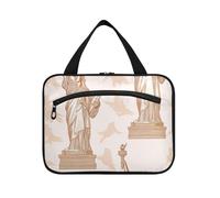 Rose Gold Statue of Liberty Hanging Makeup Travel case with Hook, Designer Essential Large Capacity Makeup Bag for Women Must Haves Trip estuche para brochas maquillaje L