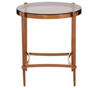Rose Gold Steel Frame Side Table with Tempered Glass Top | Forli