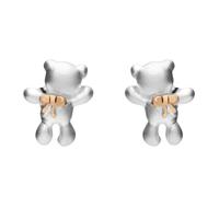 Rose Gold Sterling Silver Plated Teddy Bear Stud Earrings - Option1 Value Silver CST-098
