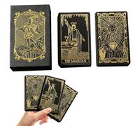 Rose Gold Tarot Cards Deck Set, 78 PCS Tarot Cards for Beginners & Expert Readers, with 36 Pages of Color Guide,PET Frosted Holographic Printing,Waterproof Design, Suitable for Collectors (Gold Black)