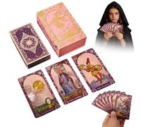 Rose Gold Tarot Cards Deck Set, 78 PCS Tarot Cards for Beginners & Expert Readers, with 36 Pages of Color Guide,PET Frosted Holographic Printing,Waterproof Design, Suitable for Collectors (Purple)