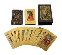 Rose Gold Tarot Cards Deck Set, 78 PCS Tarot Cards for Beginners & Expert Readers, with 36 Pages of Color Guide,PET Frosted Holographic Printing,Waterproof Design, Suitable for Collectors (Gold)