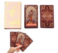 Rose Gold Tarot Cards Deck Set, 78 PCS Tarot Cards for Beginners & Expert Readers, with 36 Pages of Color Guide,PET Frosted Holographic Printing,Waterproof Design, Suitable for Collectors (Red)