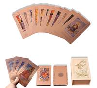 Rose Gold Tarot Cards with Guide Book, Rose Gold Tarot Cards, Waterproof Wrinkle Resistant Foil Tarots Deck, Includes Chakras Planets Zodiac Signs Elements & Affirmations (2Set)