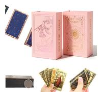 Rose Gold Tarot Deck, Tarot Cards for Beginners Rose Gold Tarots Card with Guide Book Golds Foil, 78 Pink Tarots Card, Divination Tools, Classic Waterproof Deck (Blue)