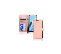 (Rose Gold) TECHGEAR Leather Wallet Case for Oppo Reno 7, Flip Protective Cover with Wallet Card Holder, Stand & Wrist Strap - PU Leather with Magnetic Closure