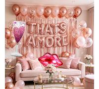Rose Gold That's Amore Balloon Thats Amore Bridal Shower Decorations | Italian Themed Women Wedding Engagement Bachelorette Party Supplies