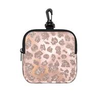 Rose Gold Tiger Glitter, Square Zipper Storage Bag, Neoprene Coin Purse, Small Wallets, Change Pouch, Change Purse