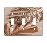 Rose Gold Tropical Leaf Light Switch Cover Plate/Outlet Covers, Glitter Monstera and Palm Leaves for Home Décor, Modern Minimalistic Style, Ideal for Living Room and Bedroom Triple Toggle