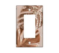 Rose Gold Tropical Leaf Light Switch Cover Plate/Outlet Covers, Glitter Monstera and Palm Leaves for Home Décor, Modern Minimalistic Style, Ideal for Living Room and Bedroom Single Rocker