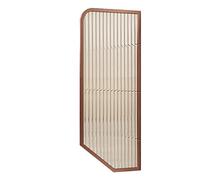 Rose Gold Urinal Privacy ScreenWallMounted Decorative Partition Divider with Metal & Translucent Glass Panel for Enhanced Bathroom Aesthetics and Protection.