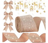 Rose Gold Velvet Ribbon - 9.1m Soft Christmas Decorations for Tree, Crafts, Wreath, Bows