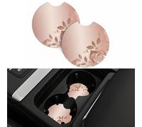Rose Gold Wallpaper 2 Pcs Car Cup Holder Coasters, 2.7 Inch Anti-Slip Auto Insert Cup Coaster Universal Neoprene Car Drink Cup Mat Car Interior Accessories for Women Men