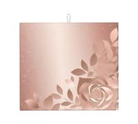 Rose Gold Wallpaper Dish Drying Mat for Kitchen Counter, Absorbent Microfiber Drainer Mats, Non-slip Kitchen Draining Mat for Coffee Machine Dish Rack Pad 18"x16" Dish Drainer Pad