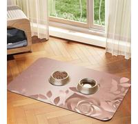 Rose Gold Wallpaper Dog Food Mats for Floors, 16x24 Inch Non-Slip Super Absorbent Pet Food Mat, Dishwasher Dog Mat for Food and Water, Cute Rubber Quick Dry Pet Feeding Mat for Dogs Puppy Cats