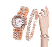 Rose Gold Watches: Rhinestone Casual Wristwatch, Elegant Design, Durable Comfortable Strap, Precise Timing | Practical Watch for Women, Apartment, Bedroom, Office, Rose Gold + bracelet, Consulte la