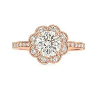 Rose Gold Wedding Bands for Women 9K, Women Wedding Ring Flower with Moissanite Size R 1/2