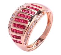 Rose Gold Wedding Bands, Metal Rings for Women Lab Created Ruby 1.08ct Drill Row Jewelry 18K Rose Gold with Moissanite for Bride Size S 1/2