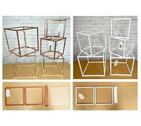 Rose Gold/White Square Metal Flower Stand Pedestal Wedding Centrepiece with Free Acrylic pad (22 x 22 x 22 cm High, White Painted)