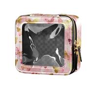 Rose Golden Butterfly Clear Small Makeup Bag for Purse Cosmetic Organizer Case for Travel