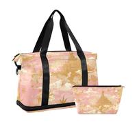 Rose Golden Fairy Tale Castle Gym Duffel Bag Shoulder Weekender Overnight Bag with Toiletry Bag for Gym Waterproof, Rose golden fairy tale castle, One Size