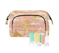 Rose Golden Fairy Tale Castle Makeup Bag Lightweight Makeup Cosmetic Bag Makeup Period Bag for Travel Cosmetic