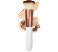 Rose Golden/White Professional Foundation Brush - Flat Top Makeup Brush for Liquid, Mineral Powder & Buffing, Flawless Blending & Stippling