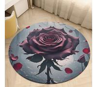 Rose Gothic Area Rug Washable Circle Carpet Non-Slip Round Floor Rug Small Low Pile Waterproof Print Door Mat Pad Decor for Bedroom Living Room Bathroom Kitchen 80 * 80cm
